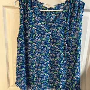 LOFT Vibrant Blue Floral Blouse